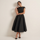 Elegante midi jurk met volumineuze rok – Maud | detail