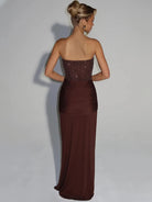 Anouk satijnen jurk dames bruin volledige look