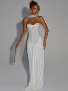 Anouk satijnen jurk dames wit detail