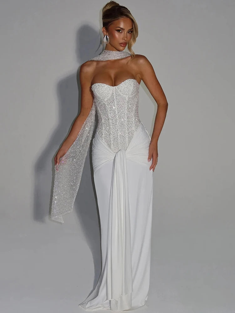 Anouk satijnen jurk dames wit detail