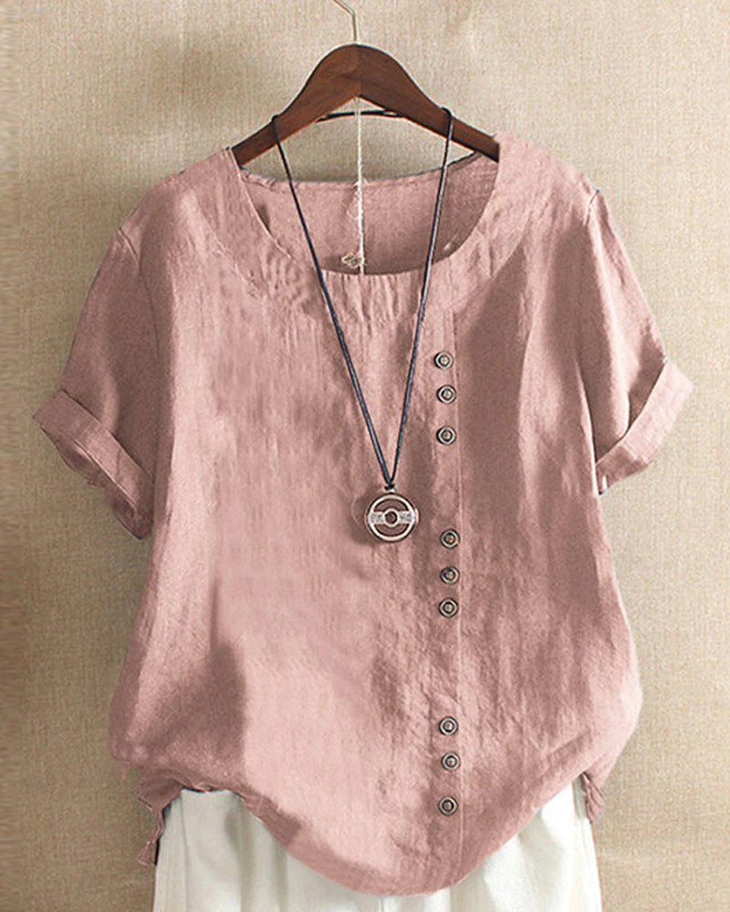 Zomerblouse met V-hals en korte mouwen – Daphne | Wit