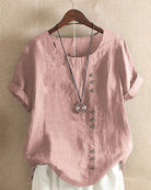 Zomerblouse met V-hals en korte mouwen – Daphne | Wit