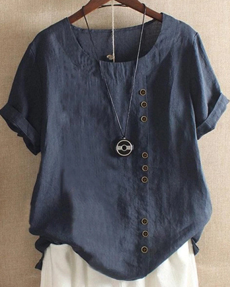 Zomerblouse met V-hals en korte mouwen – Daphne | Styling