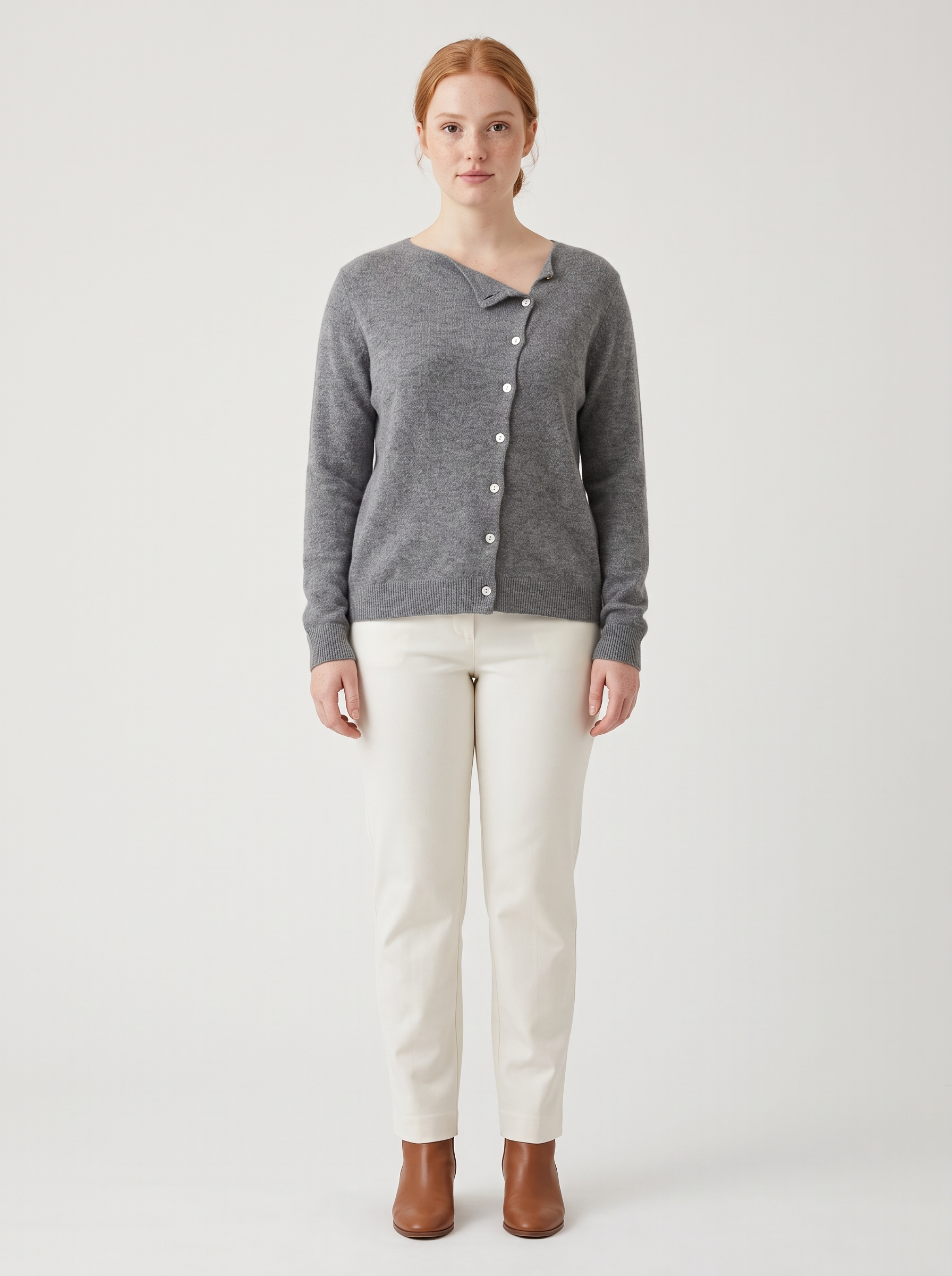 Gebreide Dames Cardigan met Knoopsluiting en Zachte Pasvorm – Grijs