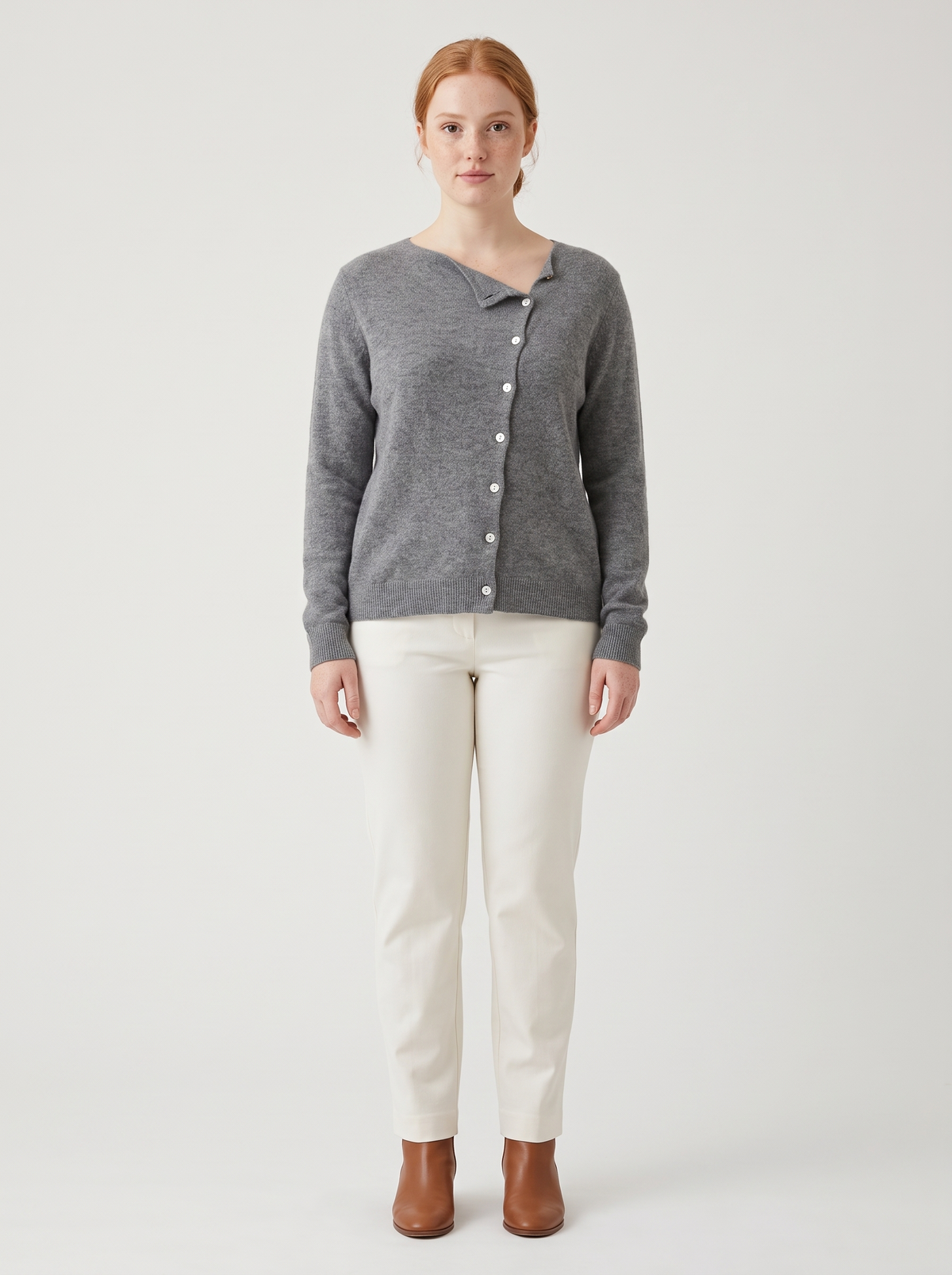 Gebreide Dames Cardigan met Knoopsluiting en Zachte Pasvorm – Grijs