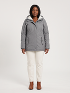 Maggie Lange Winterparka met Capuchon en Teddyvoering – Grijs