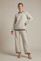 Gebreide loungeset dames – oversized trui met wijde broek – Beige