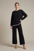 Gebreide loungeset dames – oversized trui met wijde broek – Black