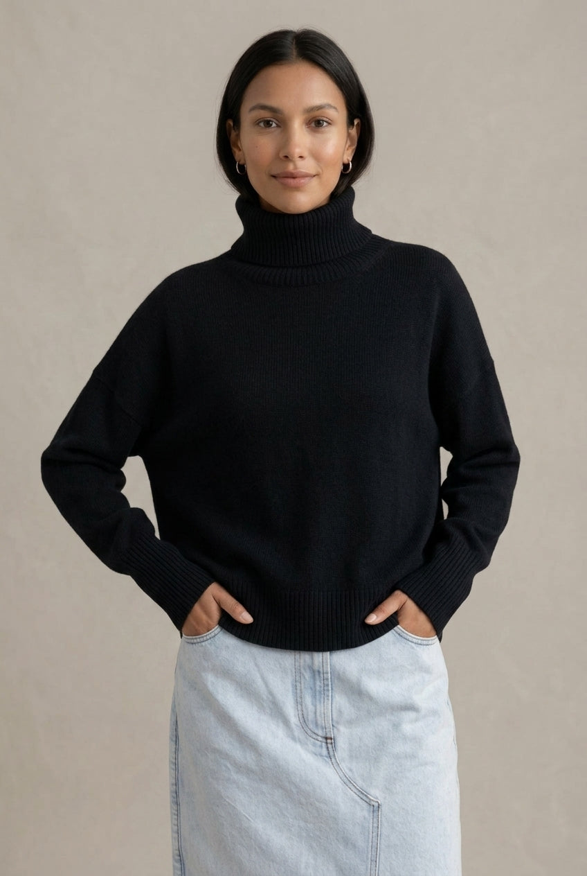 Oversized coltrui van kasjmier voor dames – Black