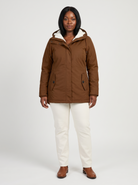 Maggie Lange Winterparka met Capuchon en Teddyvoering – Bruin